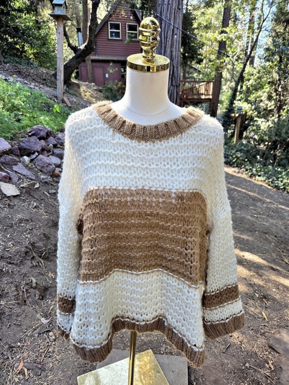 Free People Color Block Knit Sweater Size Medium